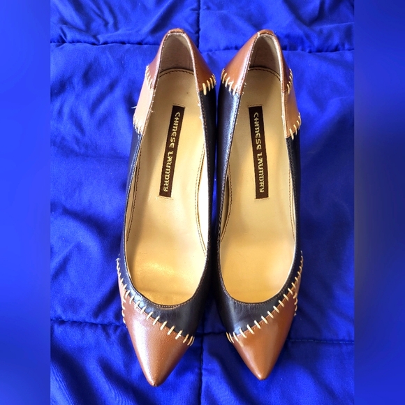Chinese Laundry leather color block stiletto heels like new condition size 8 - Picture 3 of 9